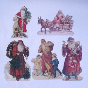 Old Print Factory Die Cut Santa Cards